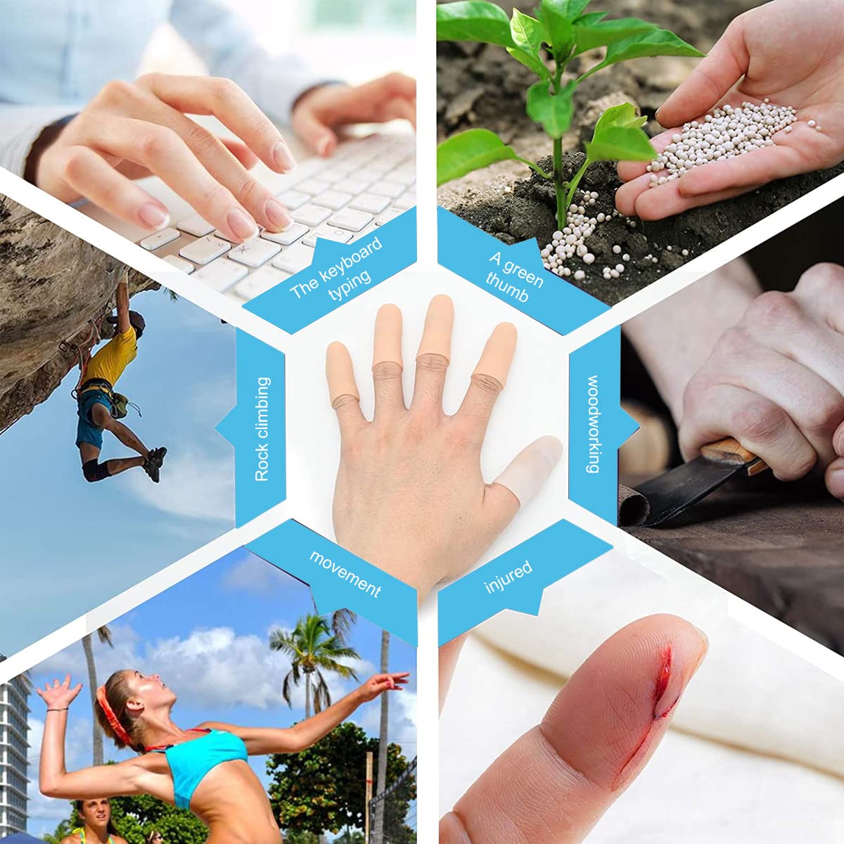 MAYCREATE 10pcs finger protection, Gel Finger Support Protector Gloves, Gel Finger Cots/Covers for Trigger Finger Hand Eczema Finger Cracking Finger Arthritis, White MAYCREATE 10pcs finger protection, Gel Finger Support Protector Gloves, Gel Finger Cots/Covers for Trigger Finger Hand Eczema Finger Cracking Finger Arthritis, White